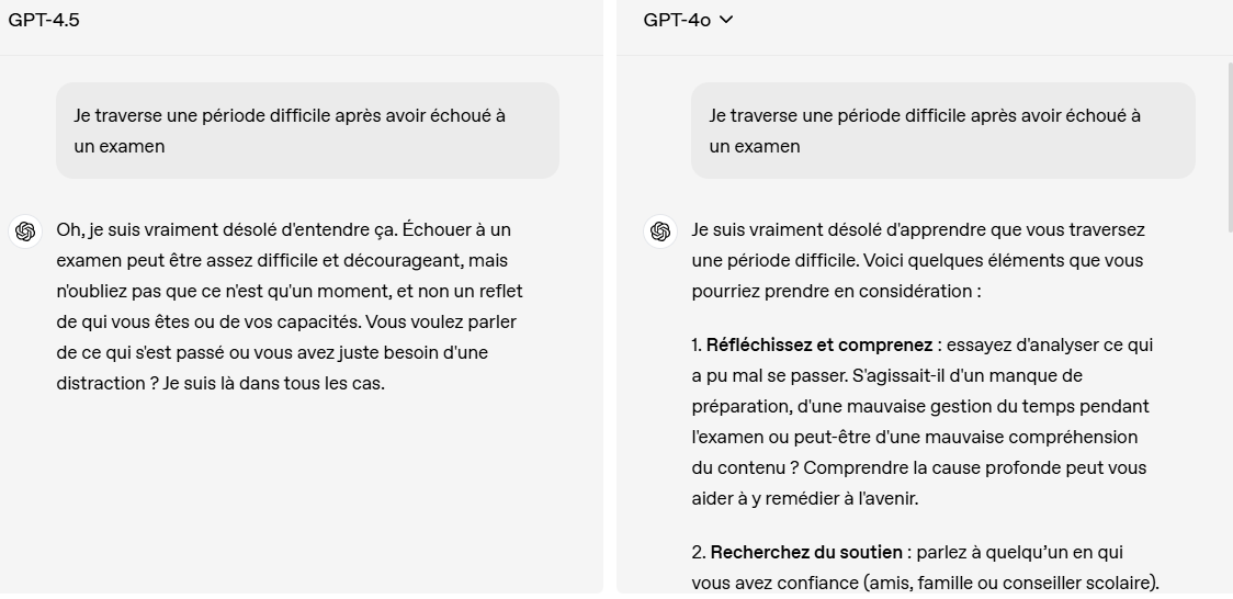 GPT-4.5 vs GPT-4o