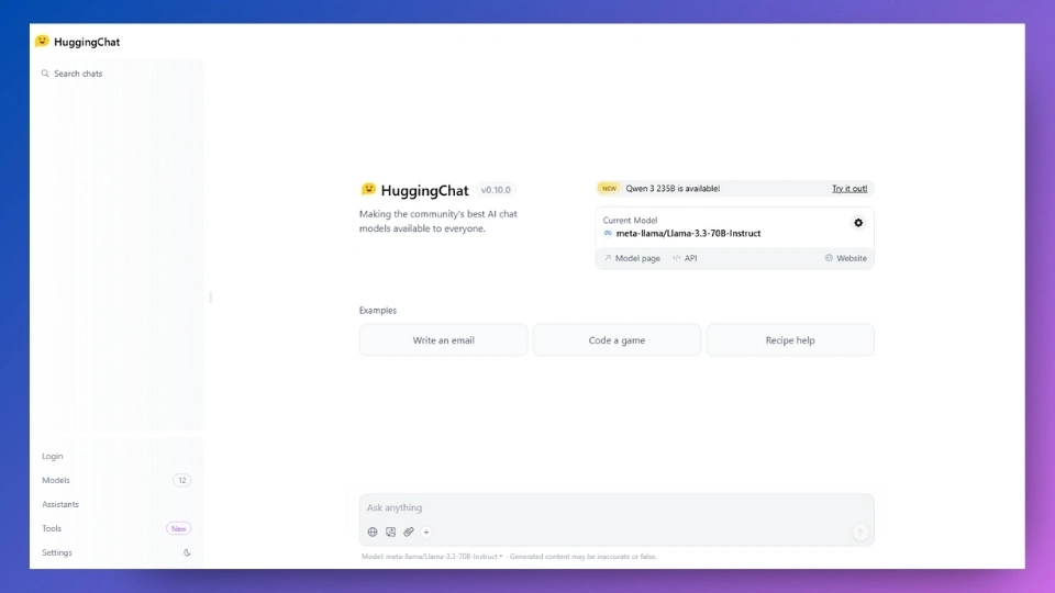 ChatGPT Alternative HuggingChat