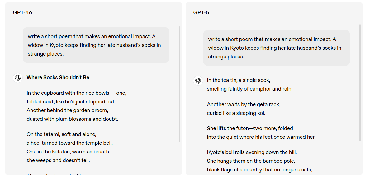 GPT4o vs GPT5